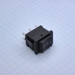DS RWB-210 ON-OFF-ON черный, 3 положения клавиши, 2 группы контактов на переключение, 250V 6A, ширина контактов 2.5мм