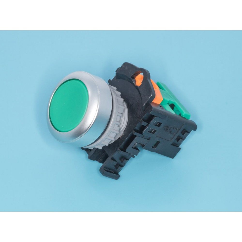 TN2BFG-1A, Кнопка управления плоская, без фиксации, d 30 мм, НР, зеленая TN2BFG-1A