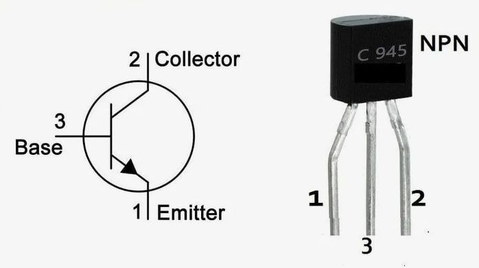 Биполярный транзистор 2SC945 TO-92, NPN 50В 0.15А Биполярные транзисторы