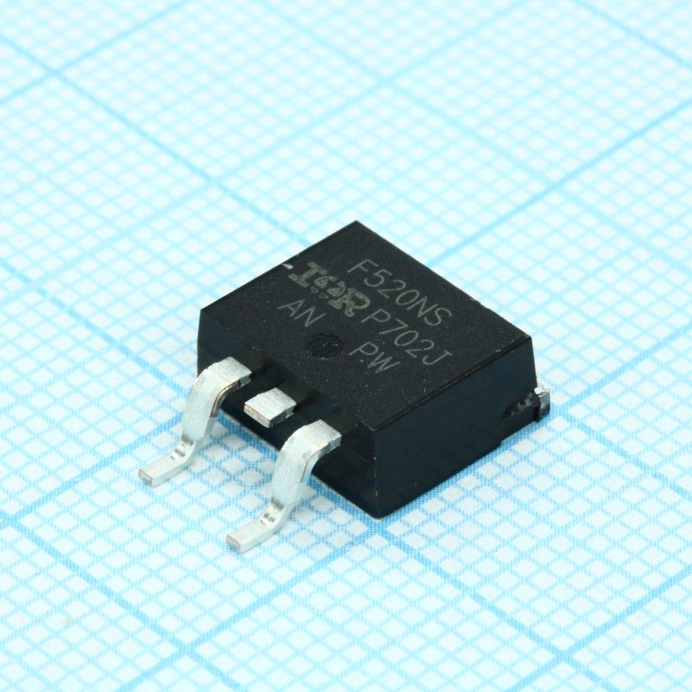 IRF520NSTRLPBF, Транзистор полевой MOSFET N-канальный 100В 9.7A 3-Pin(2+Tab) D2PAK лента на катушке