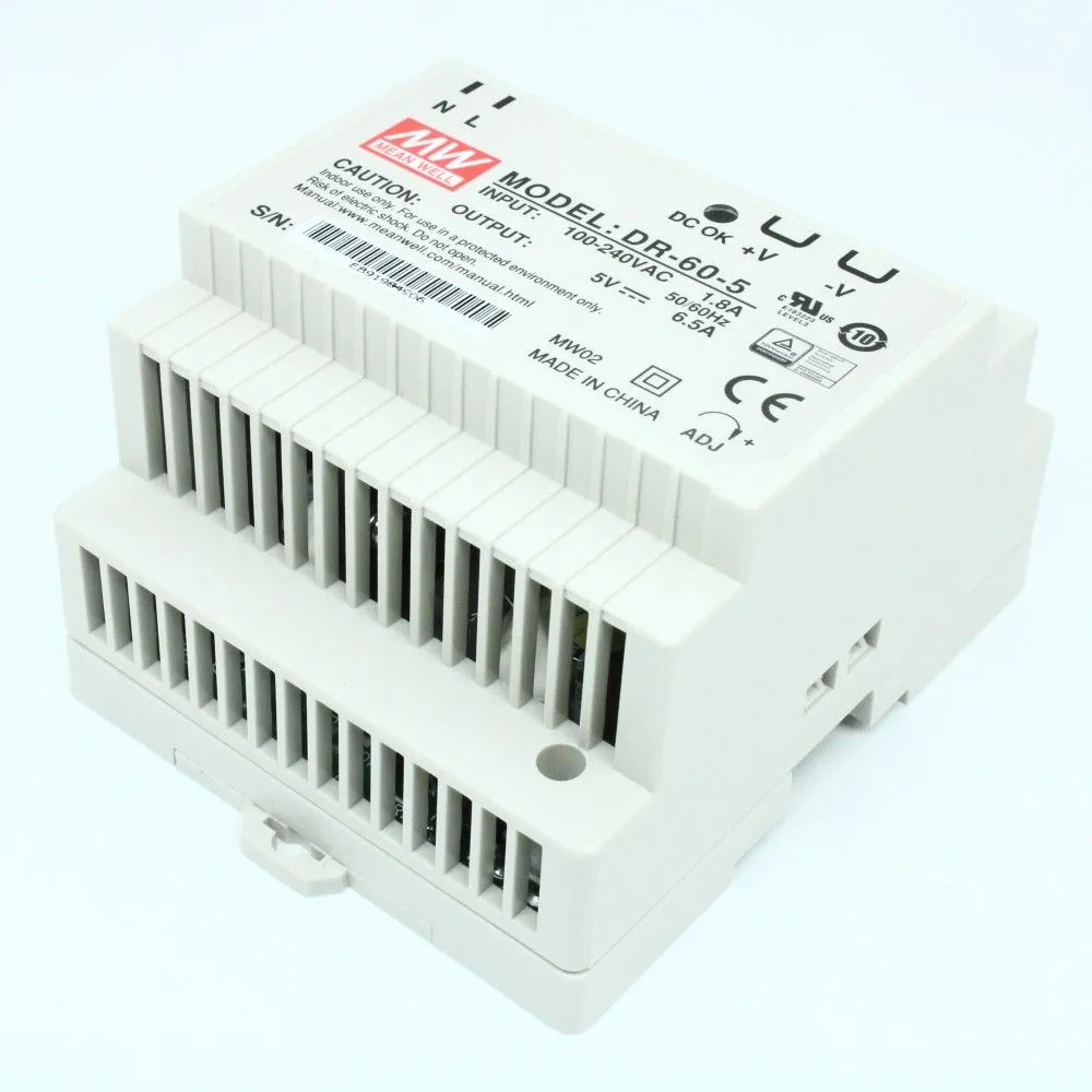 Источник питания MEAN WELL DR-60-5, 5В., 32.5Вт. AC-DC преобразователи напряжения