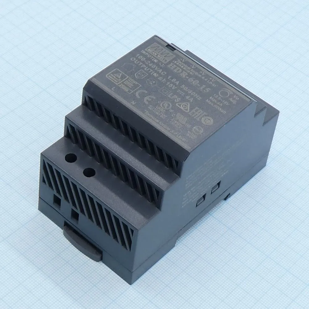 Источник питания MEAN WELL HDR-60-15, 15В., 60Вт. Источник питания MEAN WELL HDR-60-15, 15В., 60Вт.