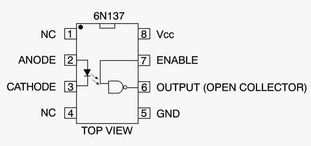 Оптопара с логическим выходом 6N137, 10 Mb/s Микросхемы