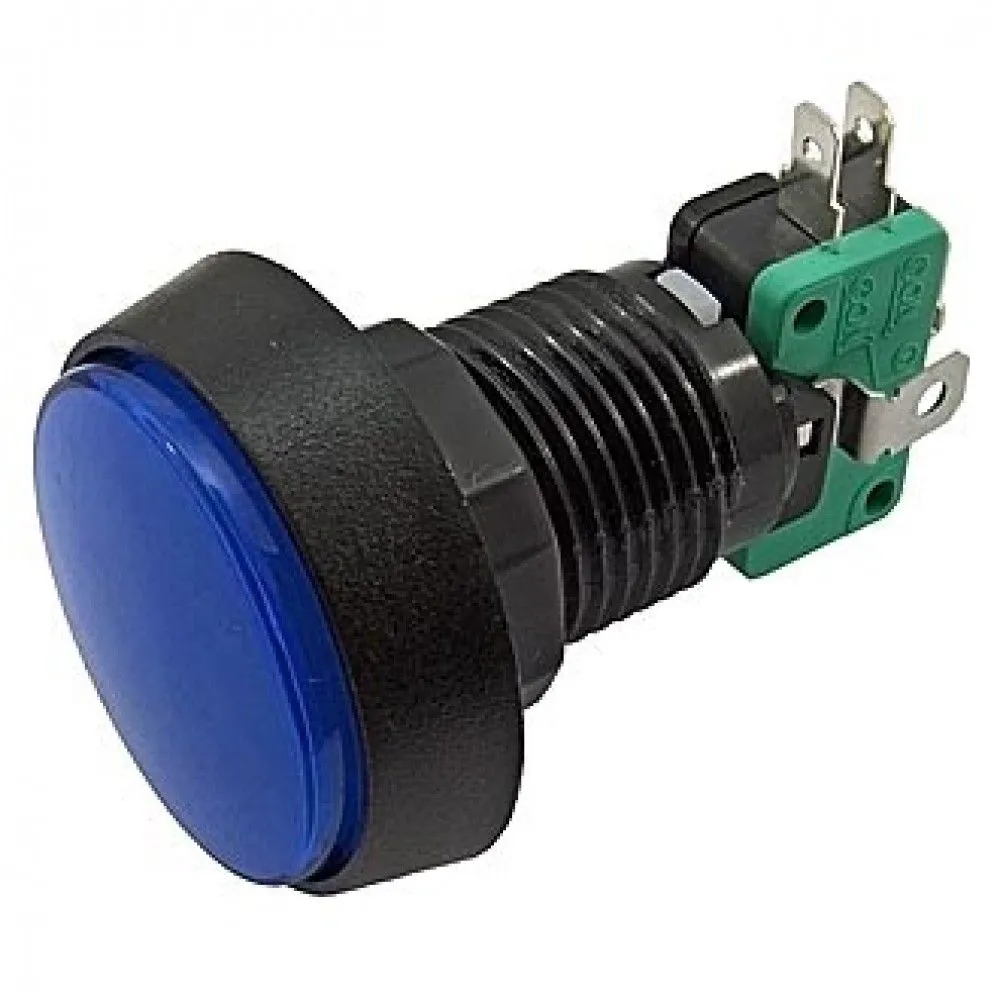 GMSI-4B-C NO(NC)+NC(NO) BLUE, Кнопка круглая с LED подсветкой, цвет синий, диаметр 44мм, посадочное отверстие 24.5мм, 5А/250В GMSI-4B-C NO(NC)+NC(NO) BLUE