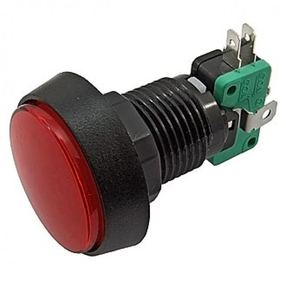 GMSI-4B-C NO(NC)+NC(NO) RED, Кнопка круглая с LED подсветкой, цвет красный, диаметр 44мм, посадочное отверстие 24.5мм, 5А/250В GMSI-4B-C NO(NC)+NC(NO) RED