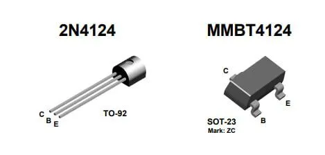 Биполярный транзистор 2N4124 / MMBT4124, NPN 25В 0.2А Биполярный транзистор 2N4124 / MMBT4124, NPN 25В 0.2А